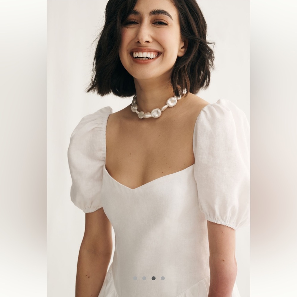 Reformation Davila Linen Midi Dress - White - NWT - Size 12 - Picture 3 of 8